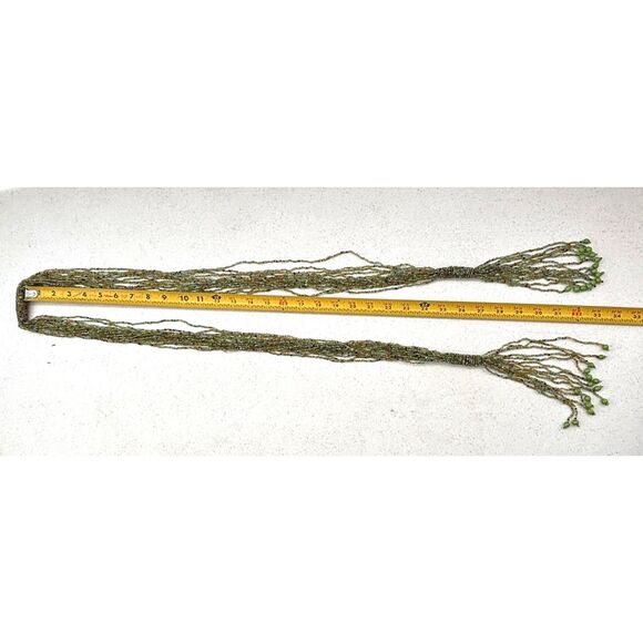 Vintage Womens Glass Seed Bead Belt Lariat Necklace Boho Earthy Granola Cottage